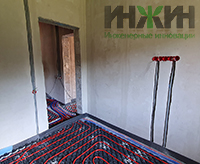Монтаж кабелей электрических в полу дома в дер. Давыдово
