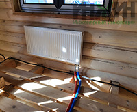 Радиатор отопления Kermi, монтаж в деревянном доме в с. Новоникольское
