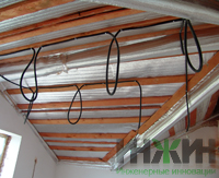 Монтаж электрики на потолке дома в ПЖСК "Полесье"