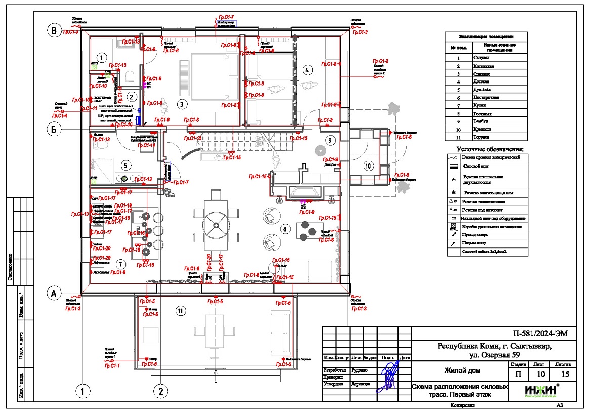 Проект электропроводки дома в г. Сыктывкар, Республика Коми