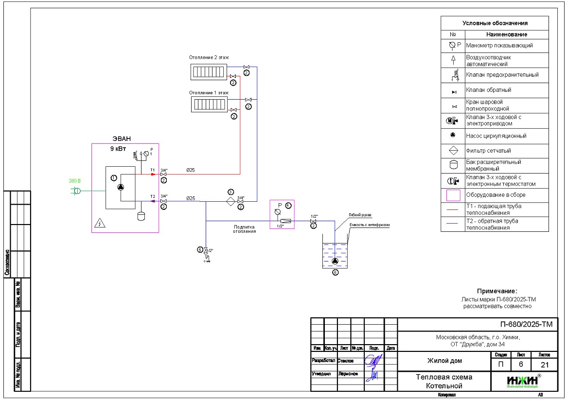 Проект отопления дома, пример 2543 Отопление дома, расчет отопления 2543