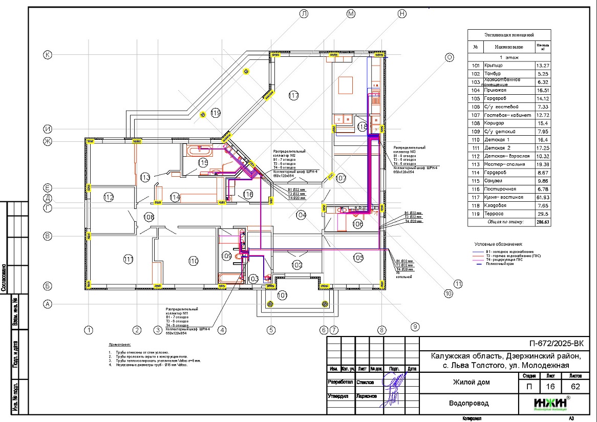 Проект отопления дома, пример 2529 Отопление дома, расчет отопления 2529