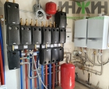 Котельная с двумя котлами отопления Vaillant, насосными группами и коллектором Meibes Монтаж котельной с двумя котлами Vaillant